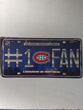 NHL MONTREAL CANADIENS #1 FAN BLUE SILVER LICEENSE PLATE